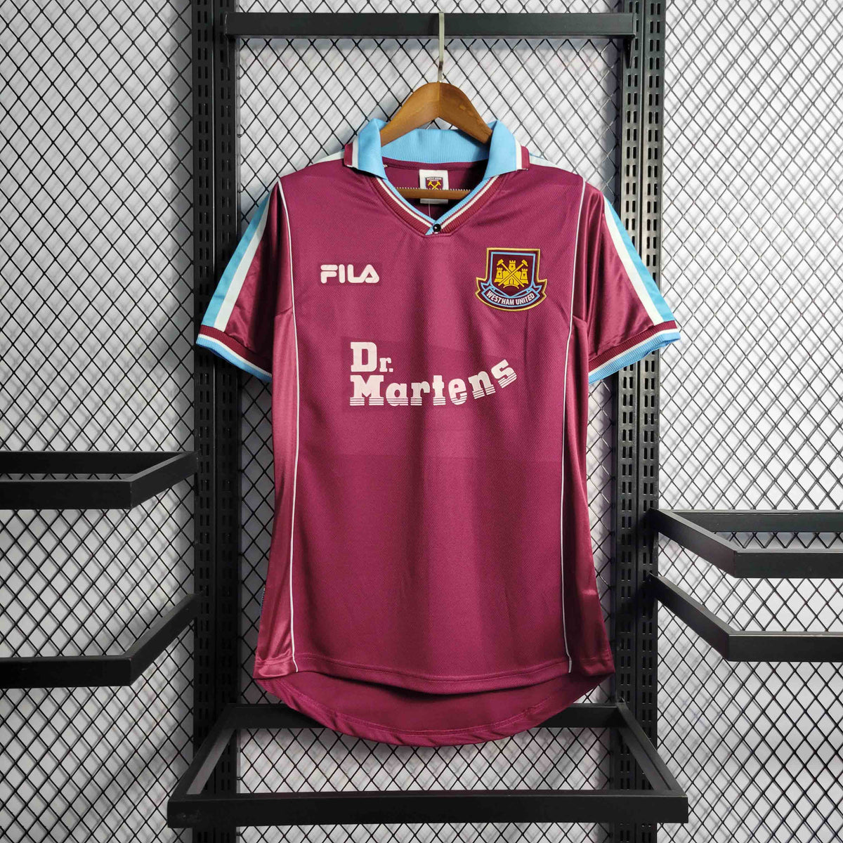 Camisa West Ham Home 1999/01 - Fila Retrô Masculina - Bordo/Azul