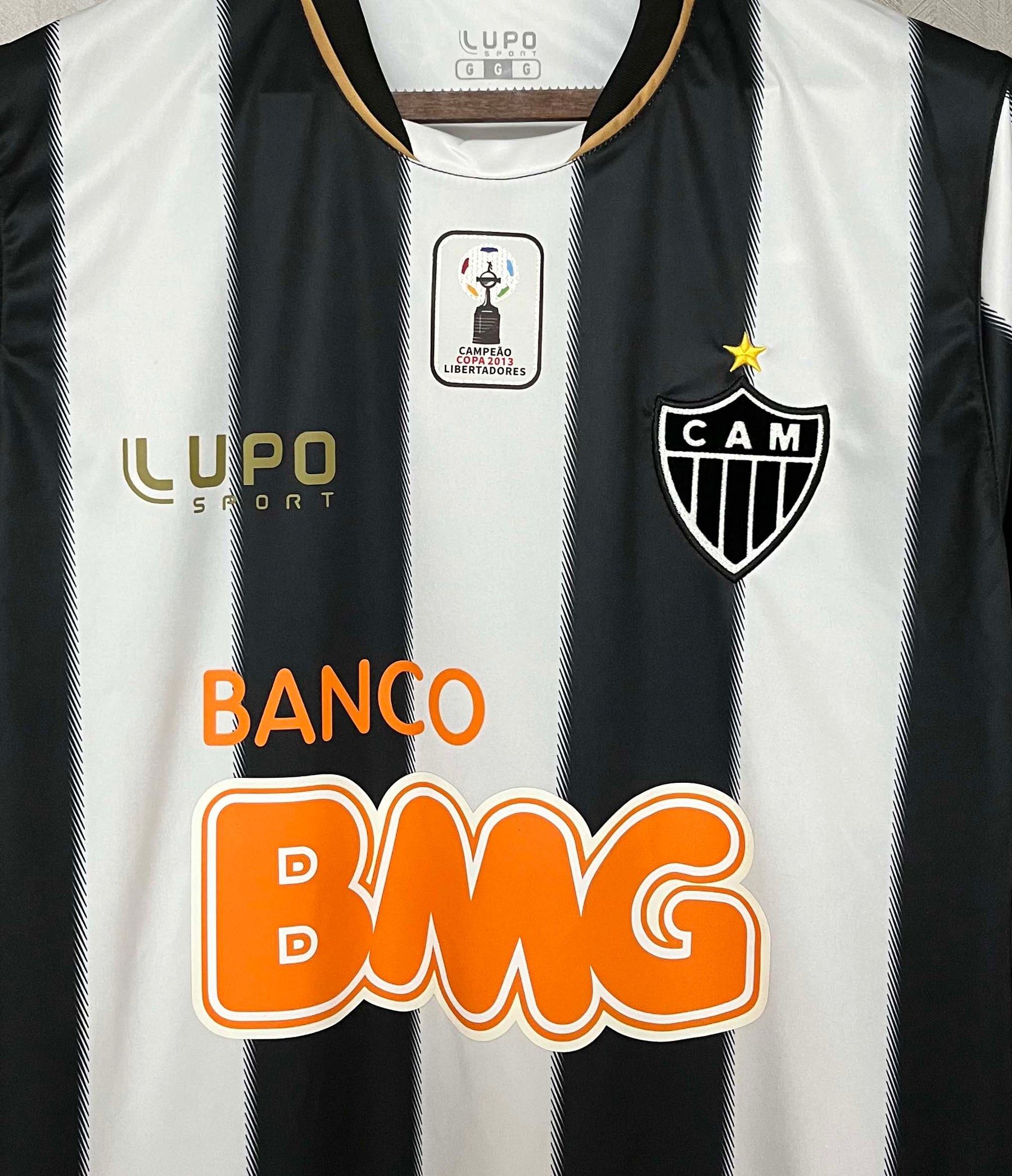 Camisa Atlético Mineiro Home 2013/14 - Lupo Retrô Masculina - Preta/Branca