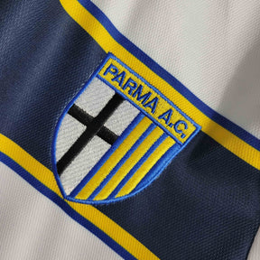 Camisa Parma Away 2001/02 - Champion Retrô Masculina - Branca/Azul