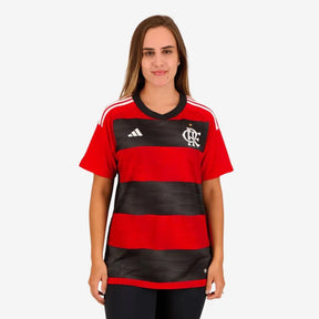 Camisa Flamengo I 23/24 Vermelha e Preta Feminina