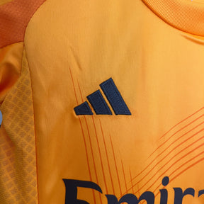 Kit Infantil Real Madrid Away 2024/25 - Adidas Torcedor - Laranja/Preta