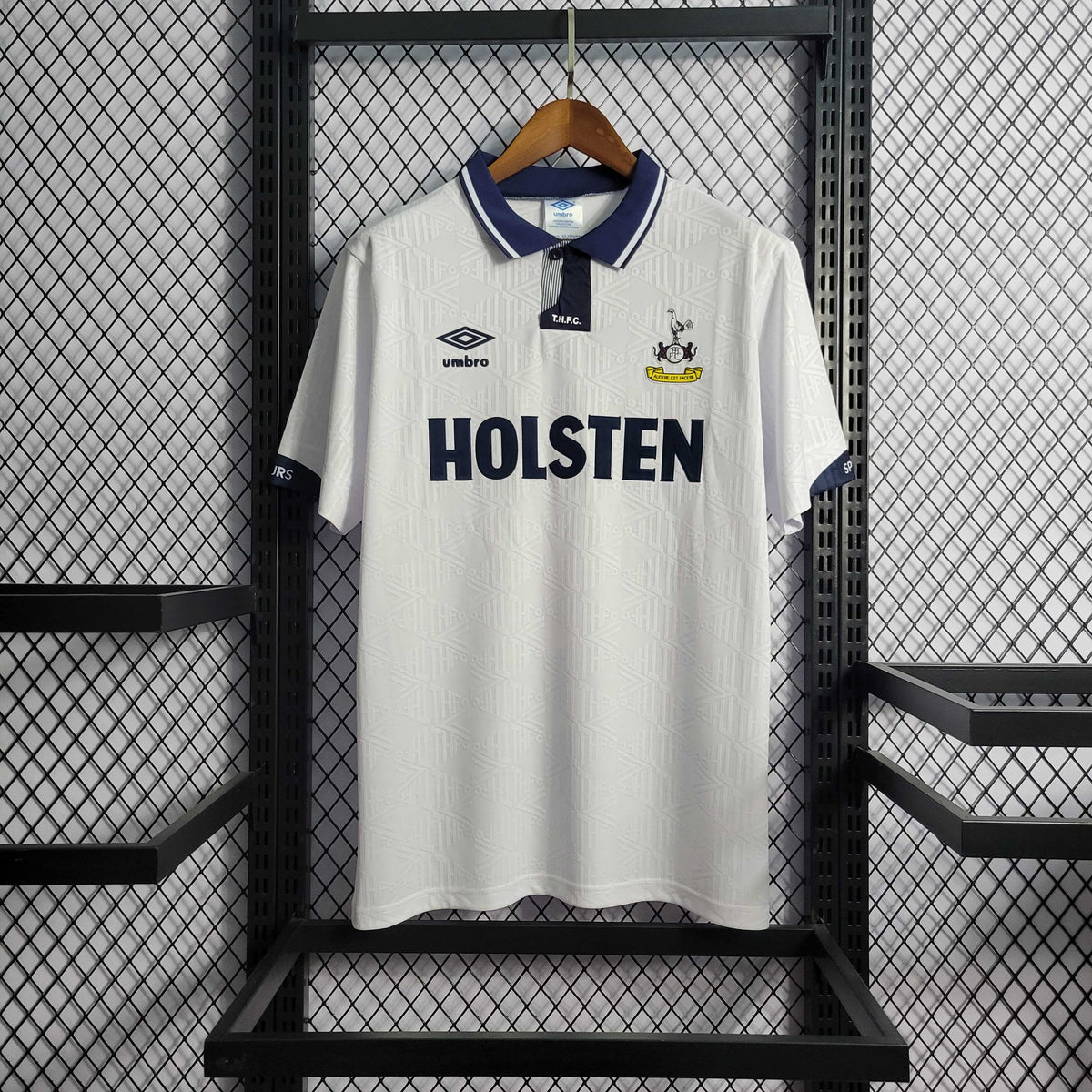 Camisa Tottenham Home 1993/94 - Umbro Retrô Masculina - Branca/Azul