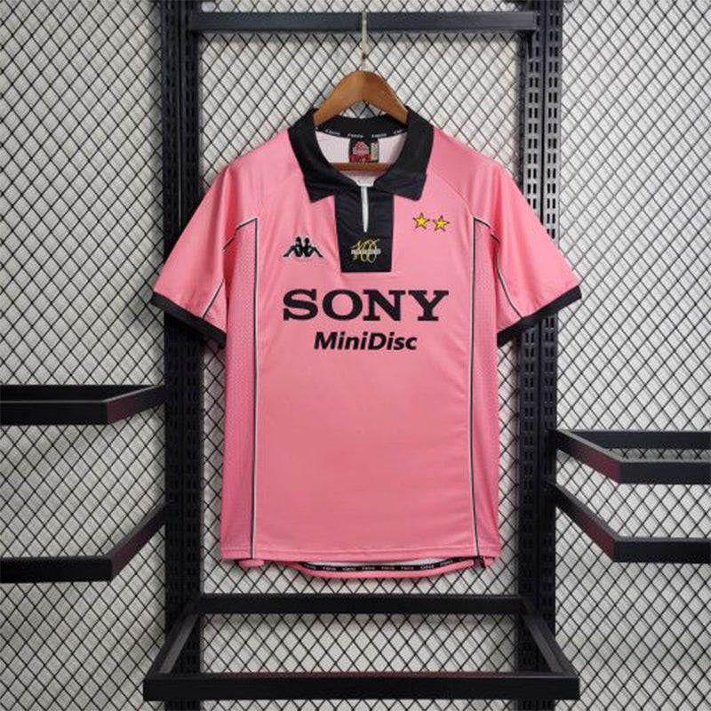 Camisa Juventus Away 1997/98 - Kappa Retrô Masculina - Rosa/Preta